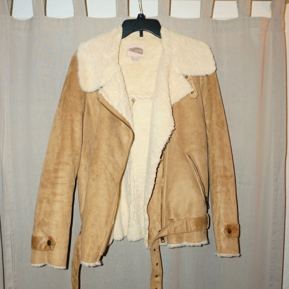 Suede Sherpa Lined Moto Jacket